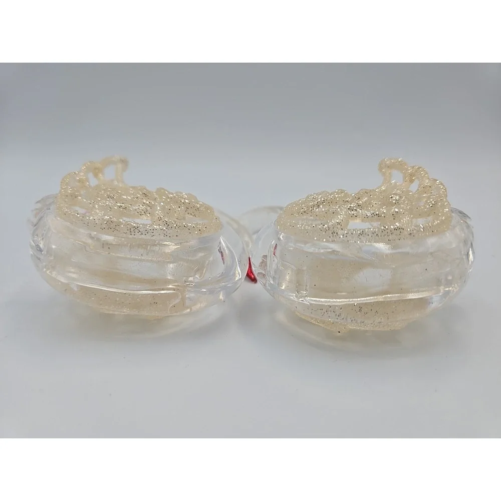 Vintage‎ Miniature Plastic Swan Figurine Set Of 2 Swans Figurine Ornament 3.5